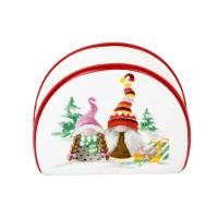 На фото изображено Салфетница "Рождественские гномы" 10*4 см Керамика (1/96) "Dolomite" N2521178 