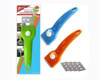 На фото изображено СКРЕБОК ДЛЯ СТЕКЛОКЕРАМ. ПЛИТ + 4 ЛЕЗВИЯ (12/144) "МУЛЬТИДОМ"  58.173