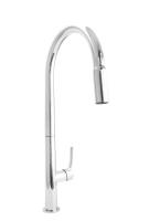 На фото изображено Смеситель Кухня SANTREK AQUA-1038 "PRESTIGE" (SAP-1038) шар. d-25  с выдвижным изливом (хром)