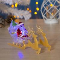 На фото изображено Игрушка световая "Дед мороз и сани" (батарейки в комплекте) 1 LED. RGB 1353357