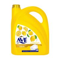 На фото изображено средство для мытья посуды AVE (АВЭ) 3,75л Лимон и цветы