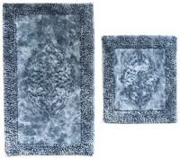 На фото изображено Набор ковриков для в/к "Макароны LUX" 60х100+50х60 dark grey тёмно-серый