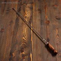 На фото изображено Кочерга узбекская с деревянной ручкой, с узором, 60/1см, сталь 3мм 5164425