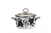 На фото изображено КАСТРЮЛЯ ЭМАЛИРОВ. "TANGO" БЕЛОСН. 1.5 Л  СТЕКЛ. КРЫШКА (4) "СТАЛЬЭМАЛЬ"  1SB165S