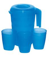 На фото изображено КУВШИН ДЛЯ ВОДЫ 2 Л + 3 СТАКАНА "ФАЗЕНДА" (4/24)*** АКЦИЯ