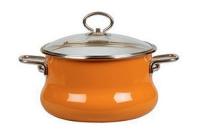 На фото изображено КАСТРЮЛЯ ЭМАЛИРОВ. "CALIENTE" МОРКОВН. 3 Л  СТЕКЛ. КРЫШКА (4) "СТАЛЬЭМАЛЬ"  9SТ205S