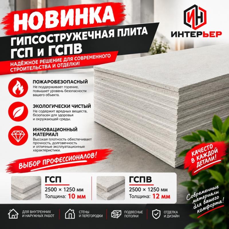 ГИПСОСТРУЖЕЧНЫЕ ПЛИТЫ ГСП И ГСПВ
