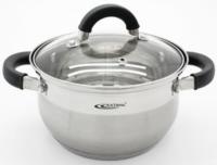 На фото изображено КАСТРЮЛЯ НЕРЖАВ. 3 Л СТЕКЛ. КРЫШКА. РУЧКИ СИЛИКОН. (6)  WINNER-1250