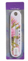 На фото изображено  Термометр комнатный, пластик, 19х4см, "Цветы", на блистере INSALAT