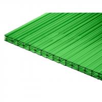 На фото изображено Поликарбонат сотовый POLYPLAST 8мм зеленый (2100*12000) цена за метр 