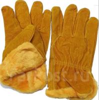 На фото изображено Перчатки спилковые утепленные искуственным мехом, (шт.)