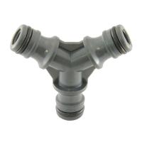 На фото изображено ТРОЙНИК ДЛЯ СОЕДИНЕНИЯ ШЛАНГОВ ПЛАСТМ. (20/240)  096-5803 АКЦИЯ