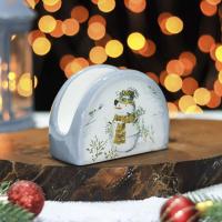 На фото изображено Салфетница "Рождественский снеговик" (1/72) "Доляна" 6249588