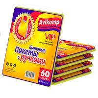 На фото изображено ПАКЕТЫ БЫТОВЫЕ С РУЧКАМИ  60 Л (ЖЕЛТЫЕ) УПАК. 25 ШТ. (5/25) "AVIKOMP"