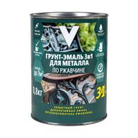 На фото изображено Грунт-эмаль по ржавчине 3 в 1 Белая 0,8 кг "V"