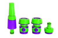 На фото изображено НАБОР ФИТИНГОВ ДЛЯ ШЛАНГОВ 3/4" 4 ПРЕДМЕТА ПЛАСТМ. С РЕЗИН. ПОКРЫТИЕМ (6/48)  096-5816