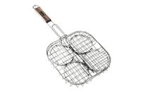 На фото изображено РЕШЕТКА-ГРИЛЬ ДЛЯ ГАМБУРГЕРОВ 26*26 СМ ДЕРЕВ. РУЧКА (1/24)  095-2626