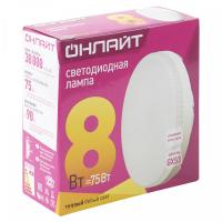 На фото изображено ЛАМПА СВЕТОДИОДНАЯ (LED)  "ОНЛАЙТ" GX53  TABLET   8W 4000 К  МАТОВ.. ТЕПЛ. СВЕТ (10/100)  71 639