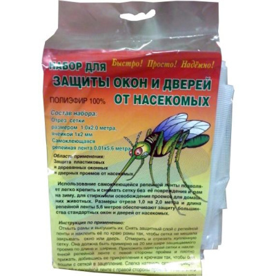 На фото изображено СЕТКА МОСКИТНАЯ 1 Х 2 М + РЕПЕЙНАЯ ЛЕНТА (25) 30046 АКЦИЯ