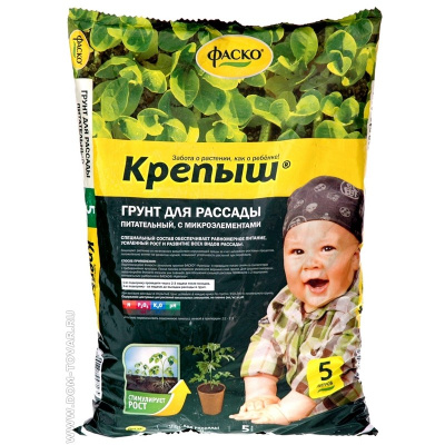 На фото изображено ГРУНТ "КРЕПЫШ" ДЛЯ РАССАДЫ  5 Л (5) "ФАСКО"