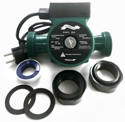 На фото изображено Насос циркуляционный GLORIOSO 25/60 с гайками